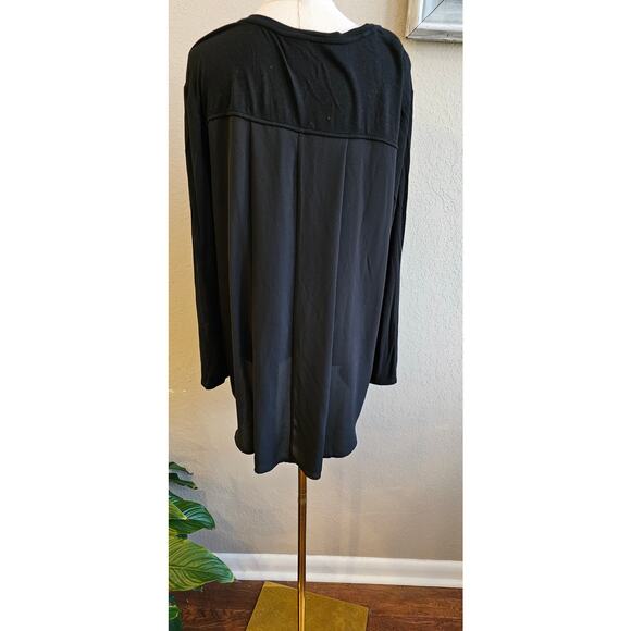 Chico's Relaxed Fit Hi-‎ Low Hem Woven-Back Tunic Top Women Size 3P XLP Black - Picture 5 of 9